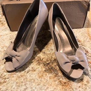 New Taupe Peep Toe pumps